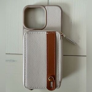 iPhone 15 Pro Max Stylish Cream and Brown Phone Case